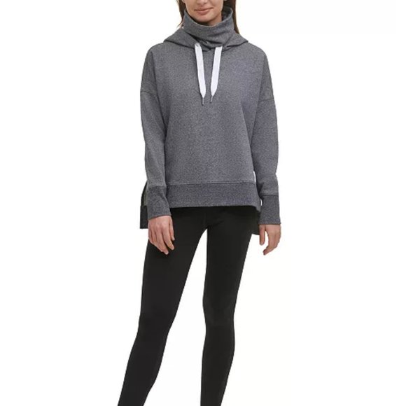 Calvin Klein Tops - 😳SALE😳 Calvin Klein PFCT3912 Women Face Mask Funnel Neck Gray Hoodie Cotton CK